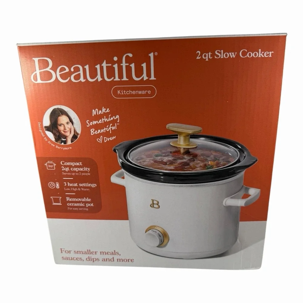 Beautiful by Drew Barrymore 2qt Slow Cooker Porcini Toupe NEW